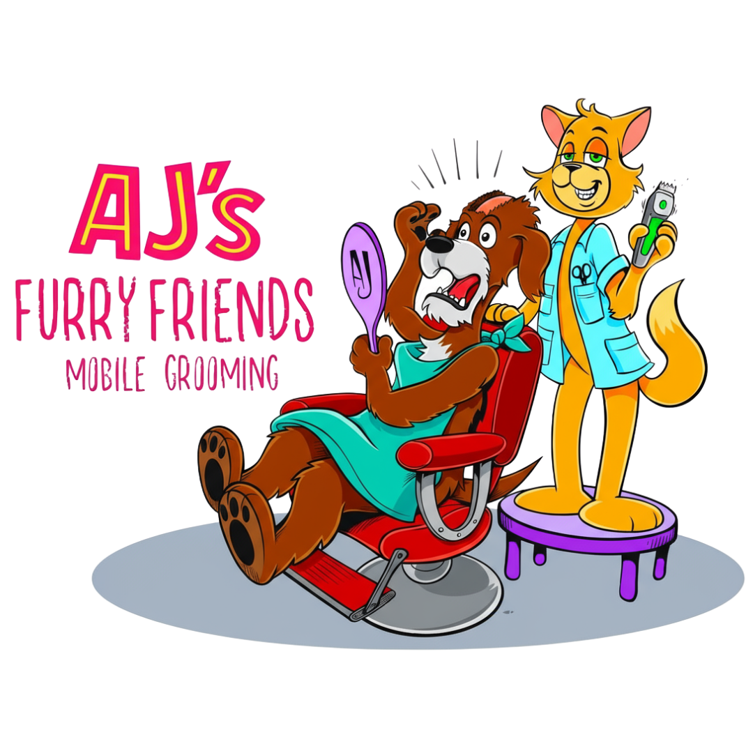 AJ's Furry Friends Mobile Grooming — a dog and cat at the grooming salon